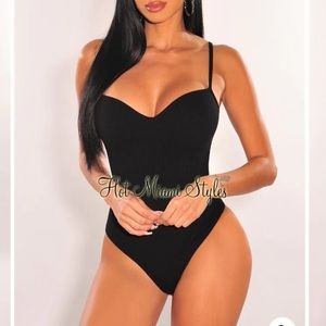 HMS Black Ribbed Bodysuit
